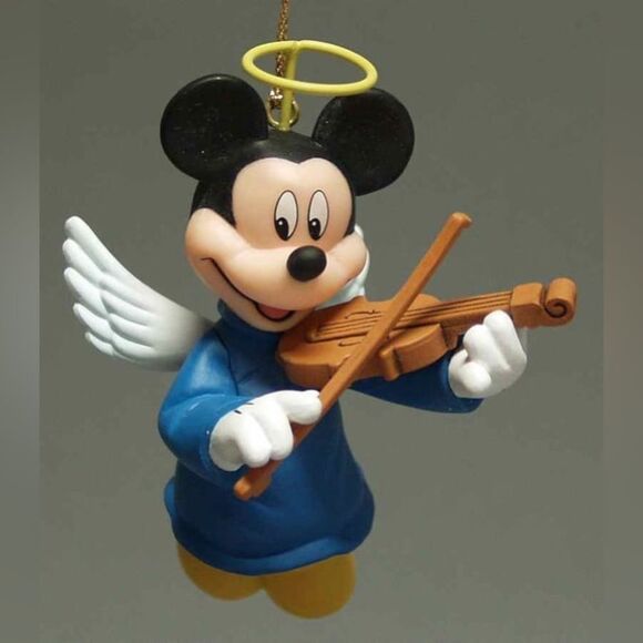 Vintage 1990 Grolier Disney's Mickey Mouse Angel Violin Christmas Tree Ornament - Picture 1 of 3